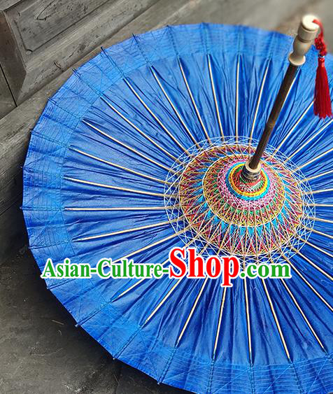 China Classical Royalblue Umbrella Traditional Dance Oil Paper Umbrella Handmade Umbrellas Craft
