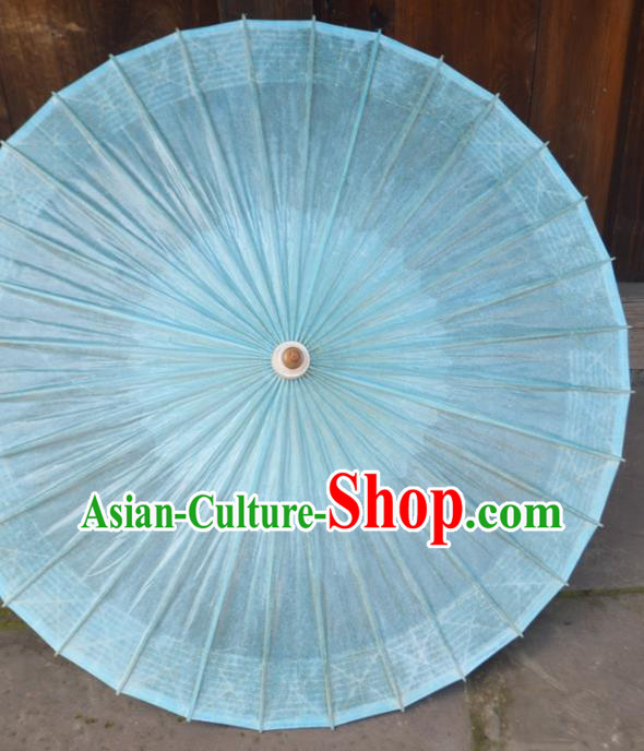 China Classical Light Blue Umbrella Handmade Umbrellas Craft Traditional Dance Oil Paper Umbrella