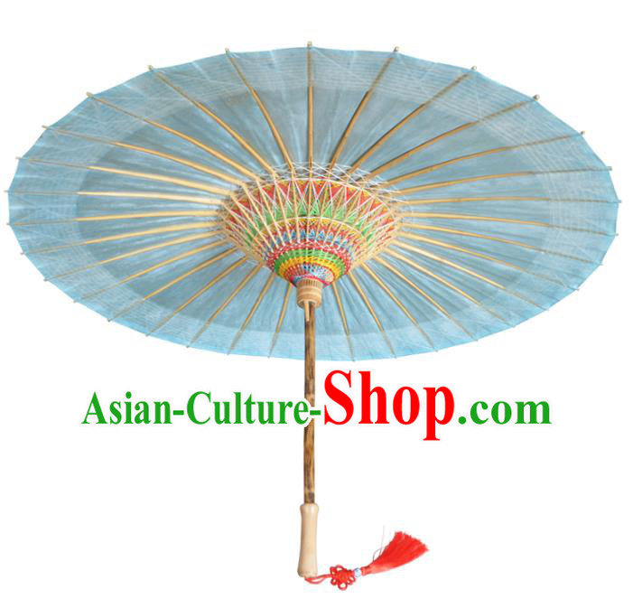 China Classical Light Blue Umbrella Umbrella Handmade Umbrellas Craft Traditional Dance Oil Paper