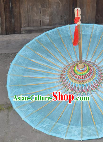 China Classical Light Blue Umbrella Umbrella Handmade Umbrellas Craft Traditional Dance Oil Paper