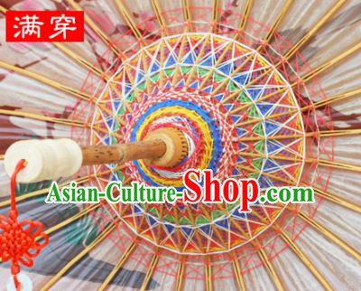 China Classical Dance Umbrellas Handmade Craft Traditional Orange Oil Paper Umbrella