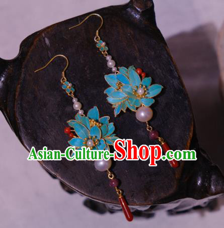 Chinese Traditional Agate Earrings Culture Jewelry Ancient Qing Dynasty Empress Ear Accessories