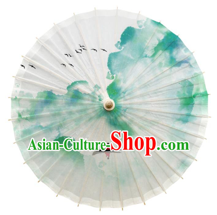 China Handmade Landscape Painting Oil Paper Umbrella Traditional Stage Performance Umbrella