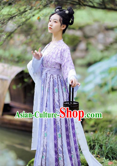 China Traditional Early Tang Dynasty Historical Costumes Ancient Palace Lady Hanfu Apparels Clothing