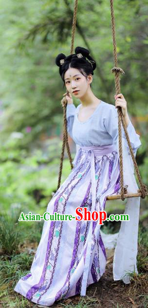 China Traditional Early Tang Dynasty Historical Costumes Ancient Palace Lady Hanfu Apparels Clothing