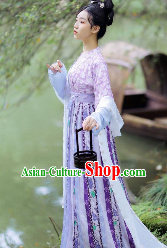 China Traditional Early Tang Dynasty Historical Costumes Ancient Palace Lady Hanfu Apparels Clothing