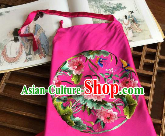 China Traditional Wedding Stomachers Undergarment Handmade Embroidered Lotus Rosy Silk Bellyband Corset