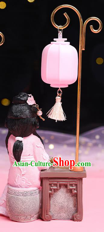 China Traditional Lilac Beauty Doll Lantern Handmade Beijing Silk Doll Ornament