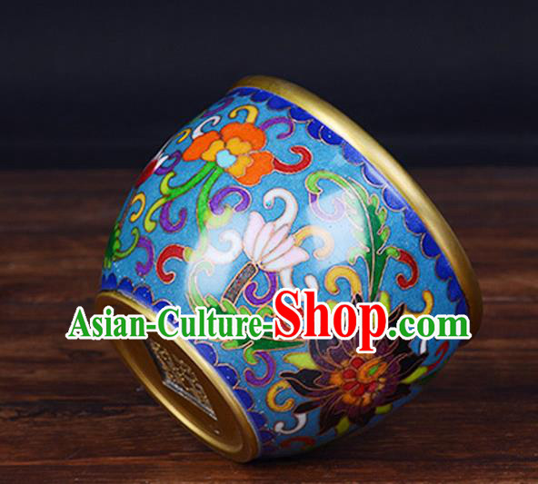 China Handmade Brass Blue Cup Traditional Cloisonne Ornament