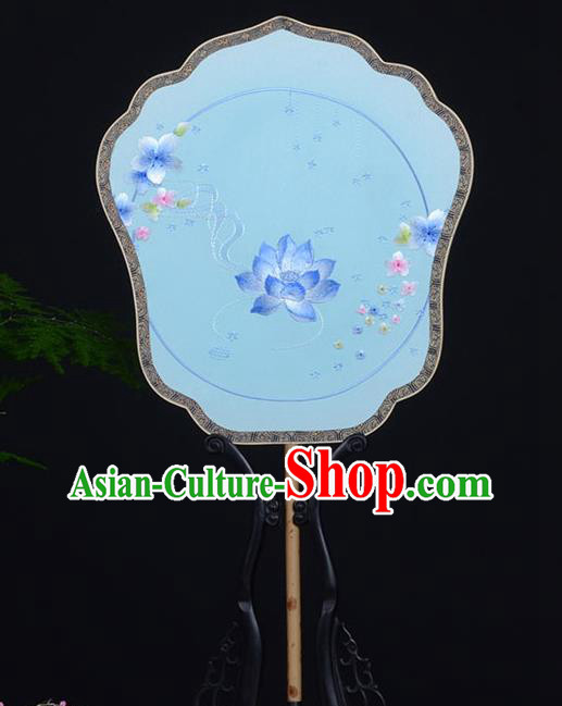 Chinese Embroidered Butterfly Fan Handmade Double Side Silk Fan Traditional Dance Palace Fan