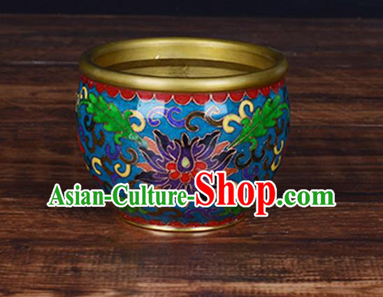 China Handmade Enamel Brass Cup Traditional Cloisonne Ornament Brush Washer