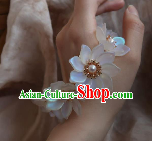 China Handmade Hanfu Hairpin Traditional Ancient Princess White Lotus Hair Stick