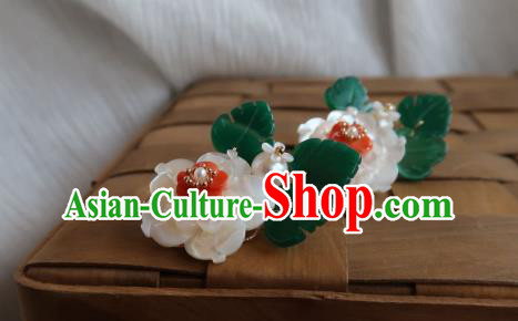 China Handmade Hanfu Flower Hairpin Traditional Ancient Princess Shell Plum Blossom Hair Stick
