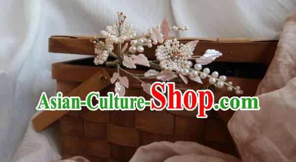 China Handmade Hanfu Plum Blossom Hairpin Traditional Ancient Princess Beads Hair Comb