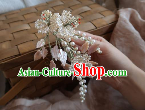 China Handmade Hanfu Plum Blossom Hairpin Traditional Ancient Princess Beads Hair Comb
