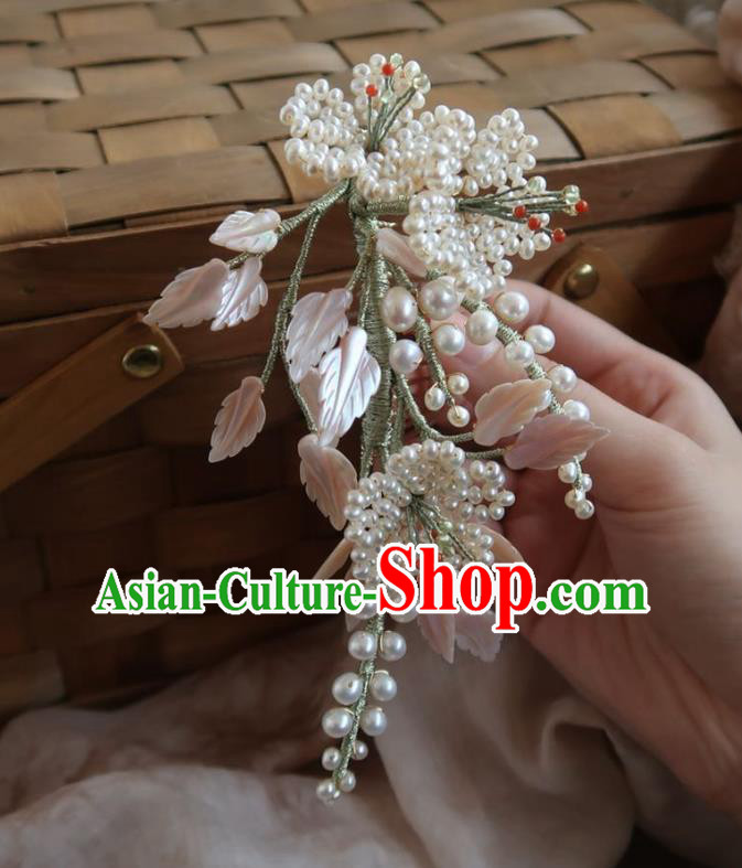 China Handmade Hanfu Plum Blossom Hairpin Traditional Ancient Princess Beads Hair Comb