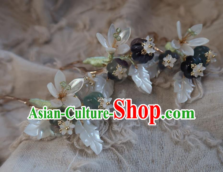 China Handmade Hanfu Shell Mangnolia Hairpin Traditional Ancient Ming Dynasty Princess Hair Stick