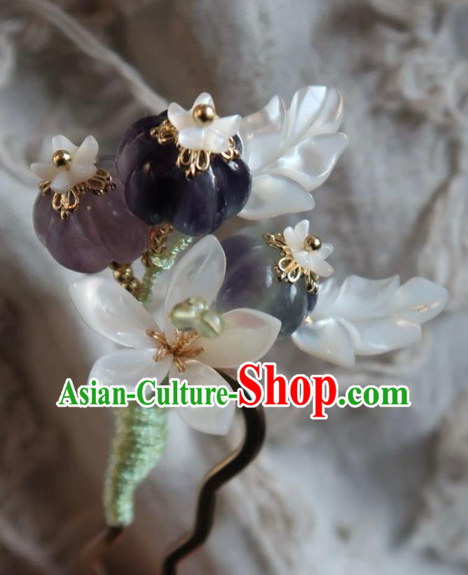 China Handmade Hanfu Shell Mangnolia Hairpin Traditional Ancient Ming Dynasty Princess Hair Stick