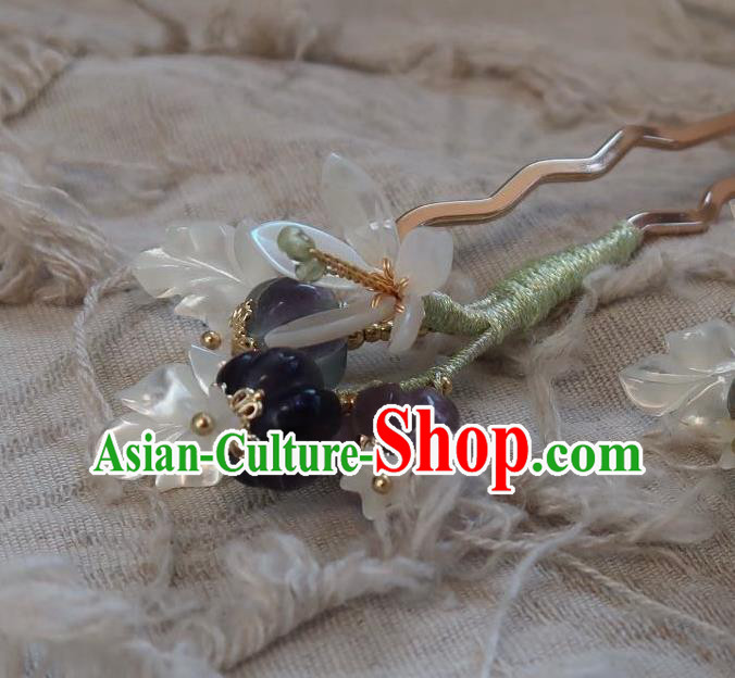 China Handmade Hanfu Shell Mangnolia Hairpin Traditional Ancient Ming Dynasty Princess Hair Stick
