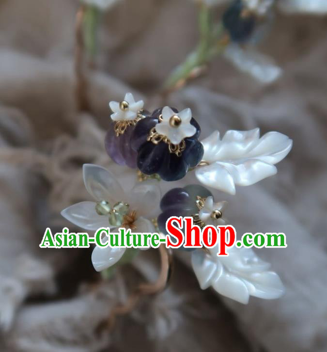 China Handmade Hanfu Shell Mangnolia Hairpin Traditional Ancient Ming Dynasty Princess Hair Stick