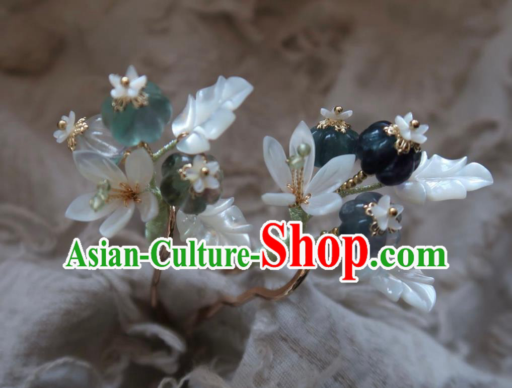 China Handmade Hanfu Shell Mangnolia Hairpin Traditional Ancient Ming Dynasty Princess Hair Stick