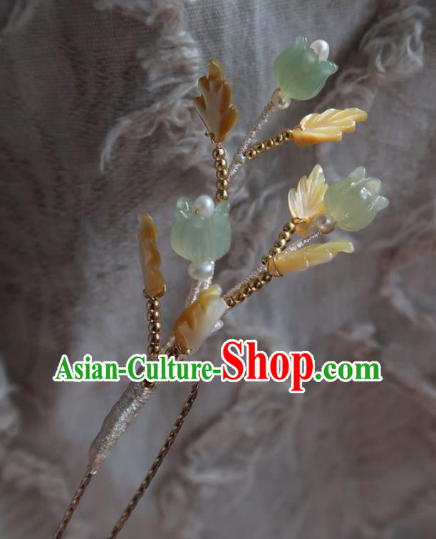 China Handmade Hanfu Yellow Shell Hairpin Traditional Ancient Princess Convallaria Hair Stick