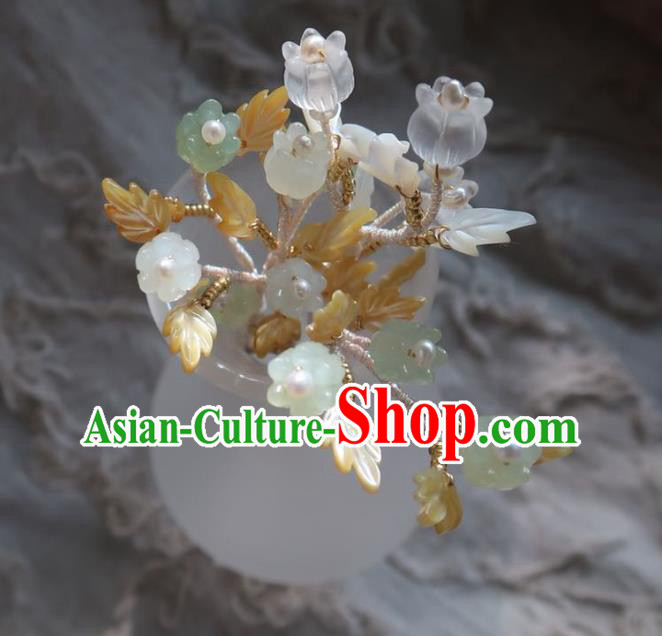 China Handmade Hanfu Yellow Shell Hairpin Traditional Ancient Princess Convallaria Hair Stick
