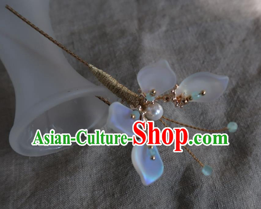 China Handmade Hanfu Moonshine Butterfly Hairpin Traditional Ancient Ming Dynasty Hair Clip