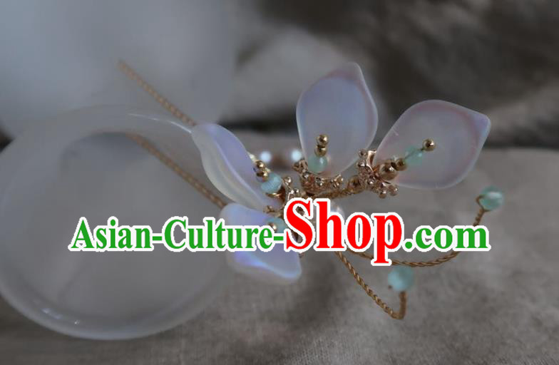 China Handmade Hanfu Moonshine Butterfly Hairpin Traditional Ancient Ming Dynasty Hair Clip