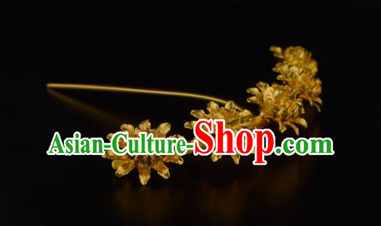 China Ancient Court Empress Golden Hairpin Handmade Traditional Song Dynasty Palace Hair Crown