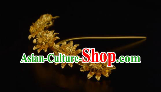 China Ancient Court Empress Golden Hairpin Handmade Traditional Song Dynasty Palace Hair Crown