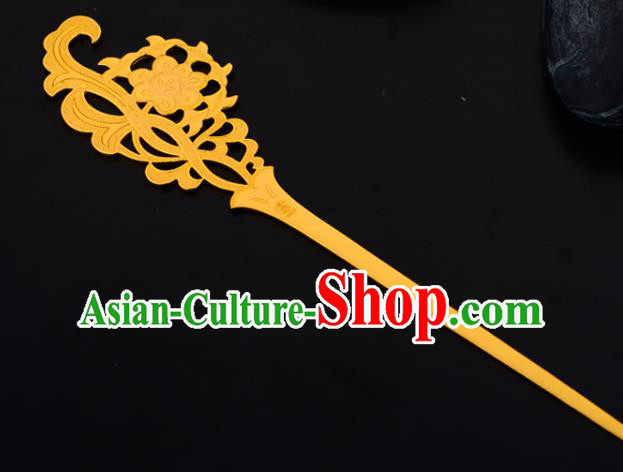 China Ancient Princess Golden Hairpin Handmade Traditional Tang Dynasty Palace Hair Stick