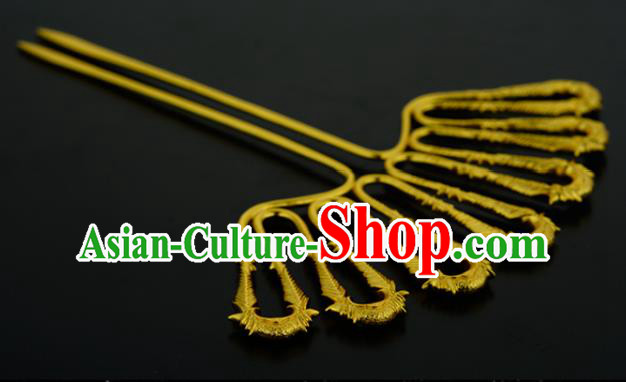 China Ancient Court Woman Hairpin Handmade Traditional Song Dynasty Golden Hair Stick
