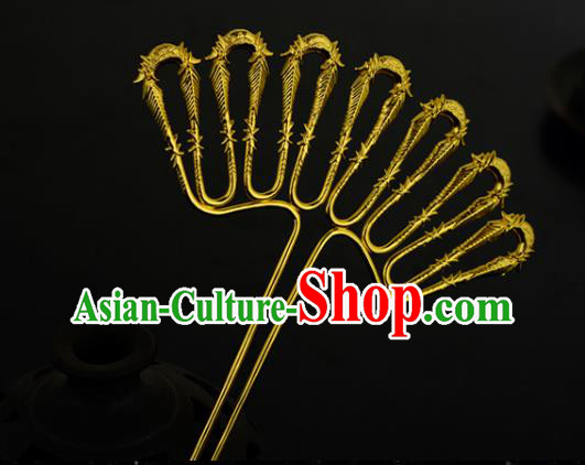 China Ancient Court Woman Hairpin Handmade Traditional Song Dynasty Golden Hair Stick