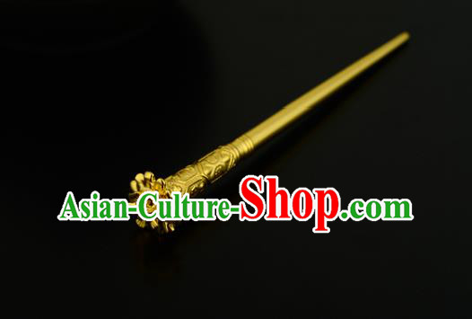 China Ancient Court Lady Golden Hairpin Handmade Traditional Song Dynasty Empress Hair Stick