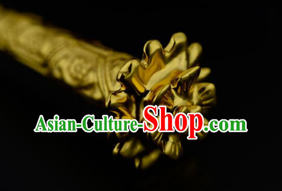 China Ancient Court Lady Golden Hairpin Handmade Traditional Song Dynasty Empress Hair Stick