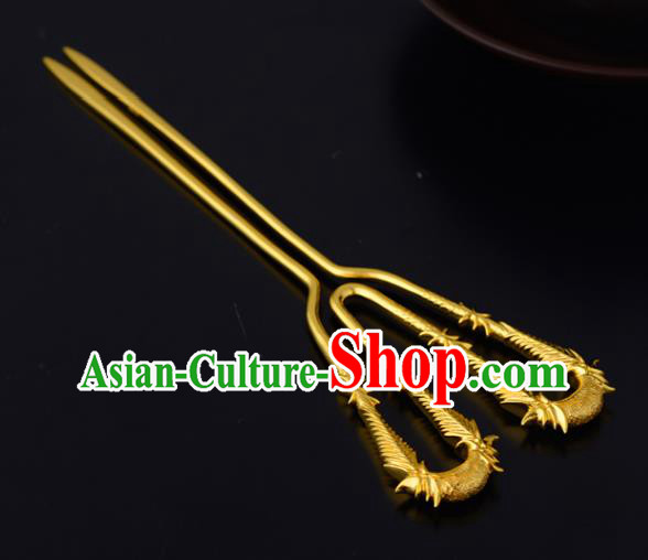 China Ancient Noble Countess Hairpin Handmade Traditional Song Dynasty Golden Bamboo Hair Stick