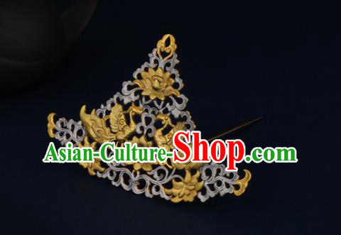 China Ancient Court Woman Hairpin Handmade Traditional Tang Dynasty Golden Phoenix Hair Crown