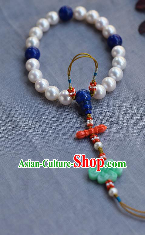Chinese Ancient Imperial Empress Lapis Jewelry Accessories Traditional Qing Dynasty Jadeite Tassel Brooch