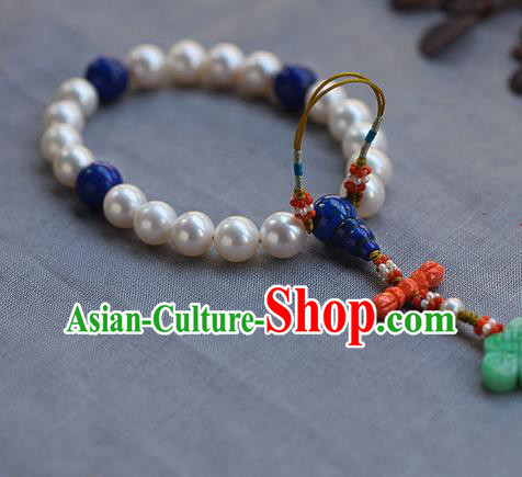 Chinese Ancient Imperial Empress Lapis Jewelry Accessories Traditional Qing Dynasty Jadeite Tassel Brooch
