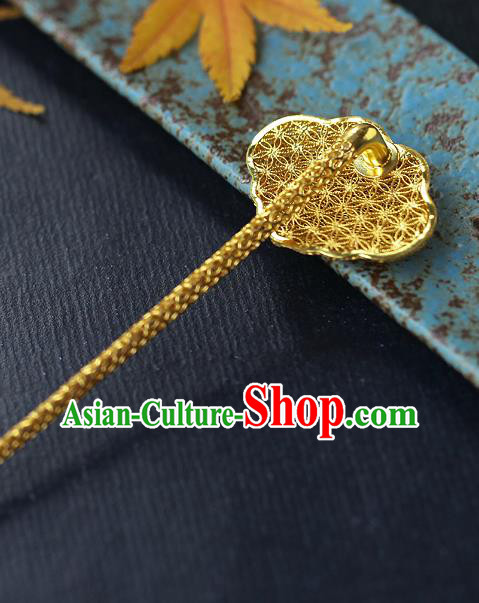 China Ancient Empress Filigree Hairpin Handmade Traditional Ming Dynasty Ruby Hair Stick