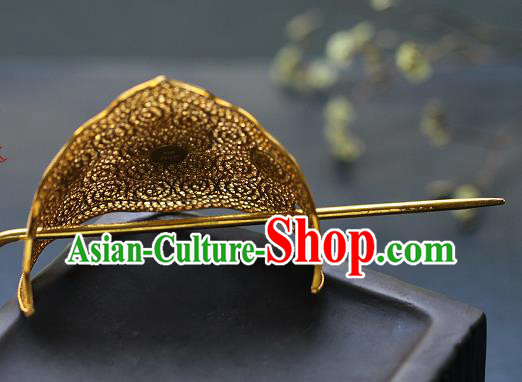 China Ancient Noble Childe Headwear Traditional Ming Dynasty Prince Filigree Hairdo Crown