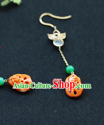 Chinese Handmade Ear Accessories Traditional Cheongsam Agate Earrings