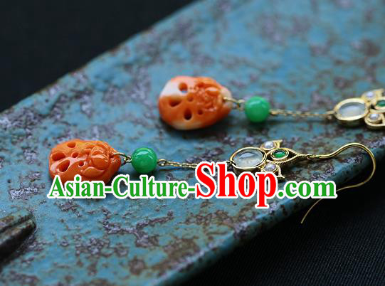 Chinese Handmade Ear Accessories Traditional Cheongsam Agate Earrings