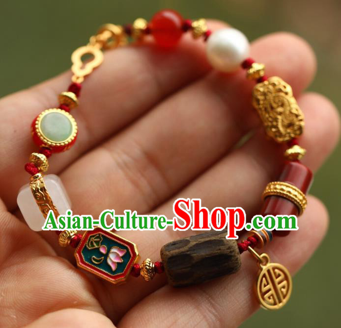 Chinese Traditional Eaglewood Bracelet Accessories Handmade Agate Bangle Accessories