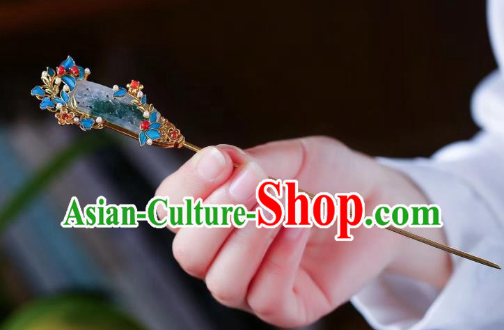 China Traditional Hair Accessories Handmade Jade Carving Hairpin