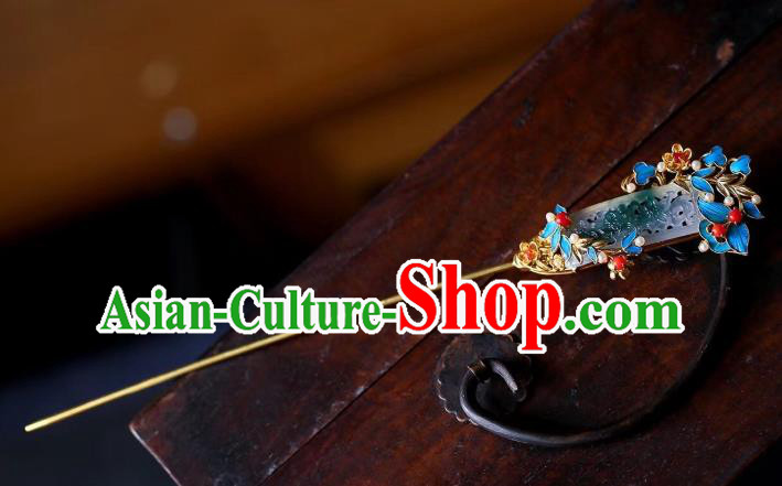 China Traditional Hair Accessories Handmade Jade Carving Hairpin