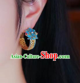 Chinese Handmade Qing Dynasty Filigree Ear Accessories Traditional Ancient Court Woman Earrings