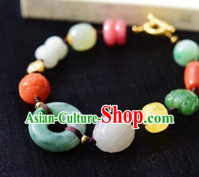 Chinese Traditional Gems Wristlet Accessories National Cheongsam Jade Carving Bracelet