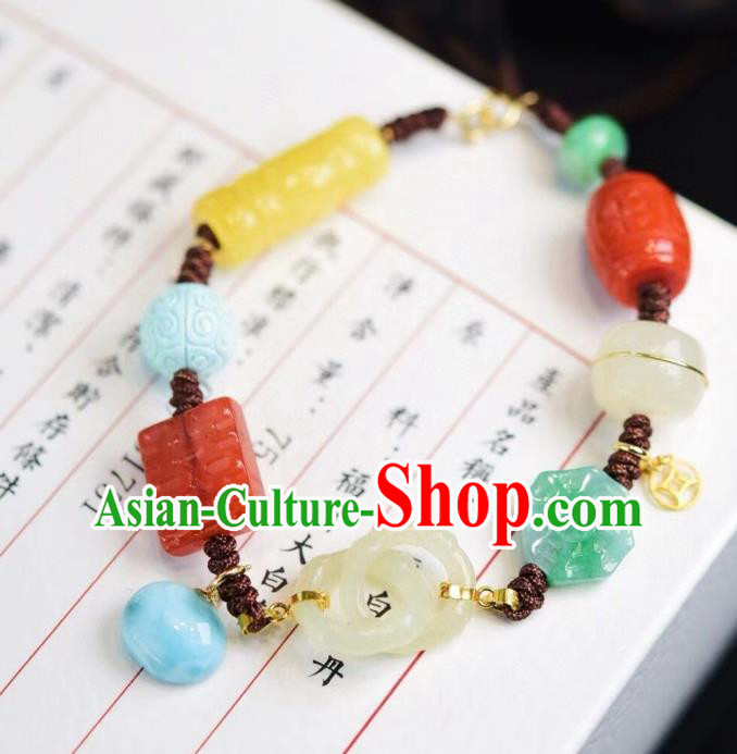 Chinese Traditional Agate Carving Wristlet Accessories National Cheongsam Wedding Bracelet